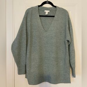 H&M Green Grey V-Neck Sweater